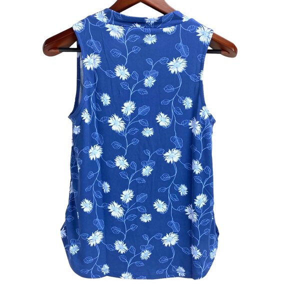 NWT 41 Hawthorn Floral Print Sleeveless V-Neck Top Knit Blue Size Small Petite - Picture 2 of 7